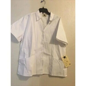 black star nurse scrub top XL color white new with